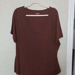 Lane Bryant Chocolate Brown Scoop-Neck Short Sleeve Top